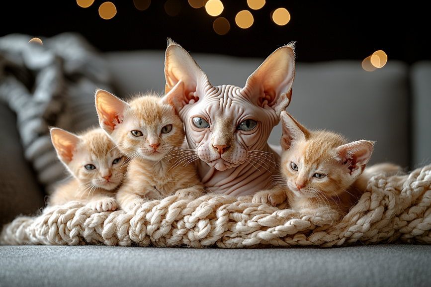 beautiful sphynx cats family