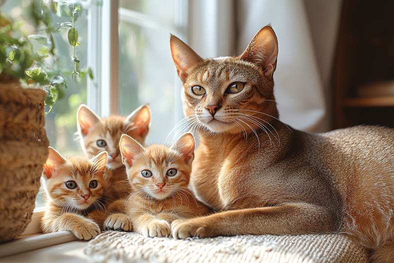 family of Abyssinian cats