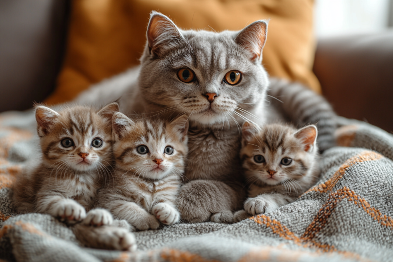 A cute Scottish Fold  cats family