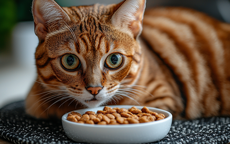 Bengal cat eating