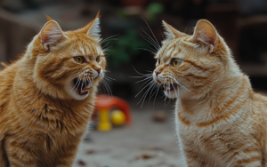 two angry cats