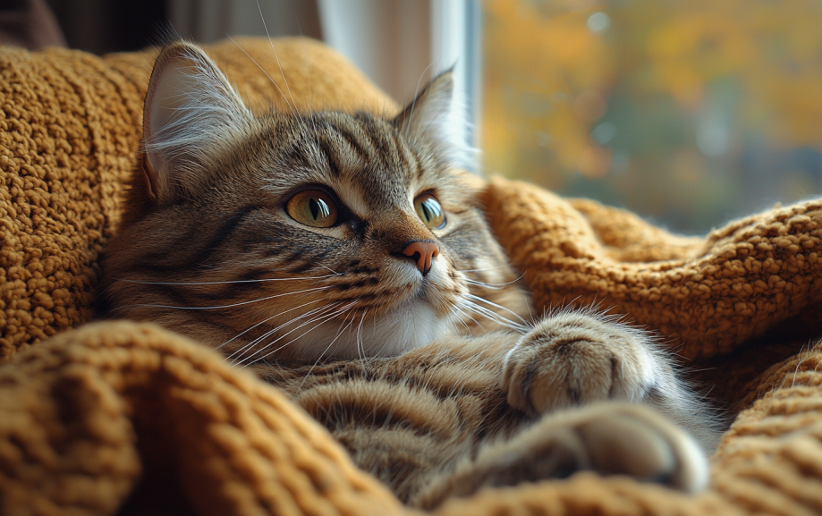 cat laying on the couch