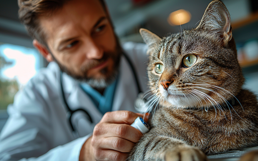 a cat getting examined for hypertension