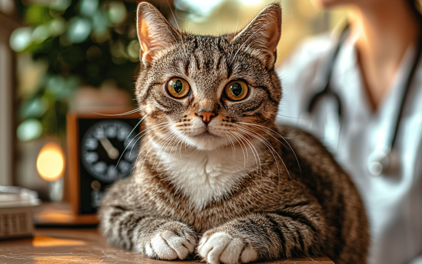 a cat getting examined 