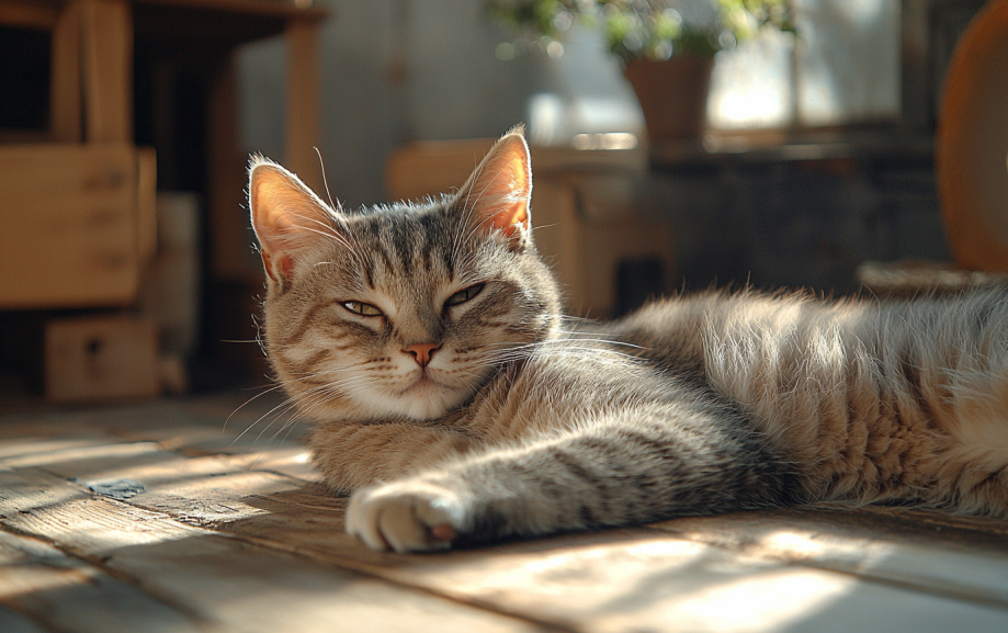 adorable cat laying on the floor