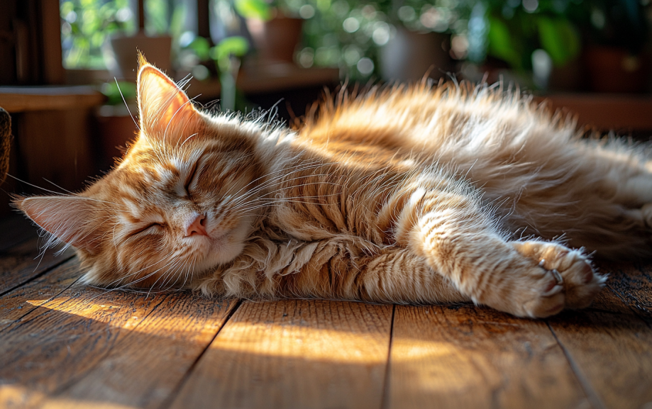 A cat laying on the floor