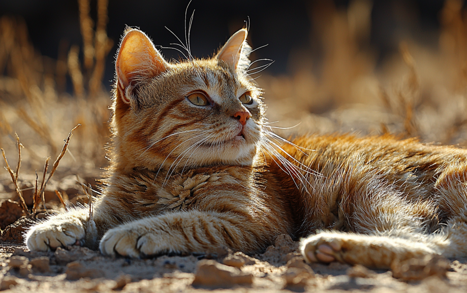 A ginger cat got heat strike