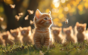 Beautiful kitten in the garden