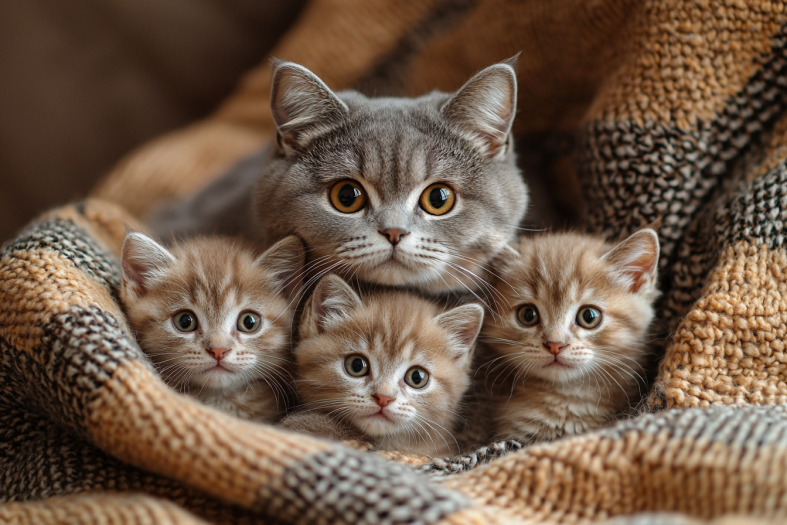 family of Scottish Fold cats