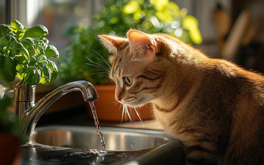 cat looking at water