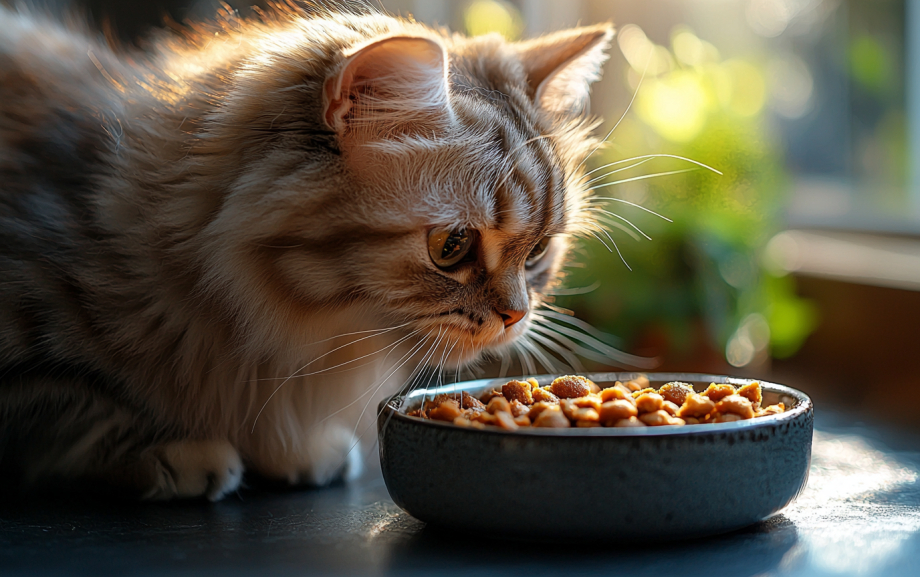 a cat eating wet food