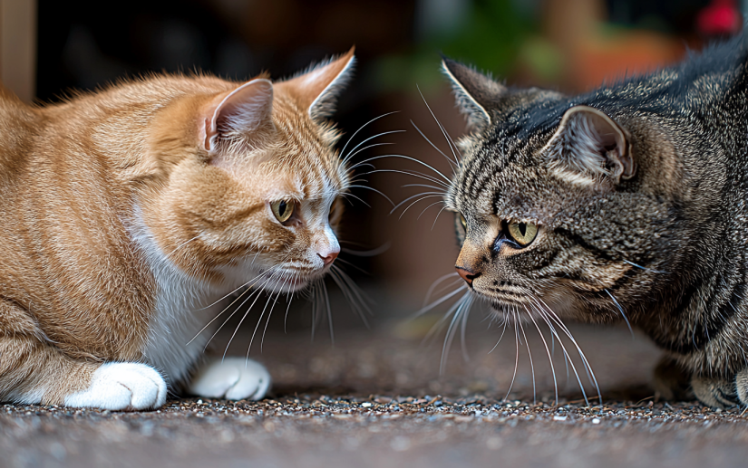 two cats going to fight