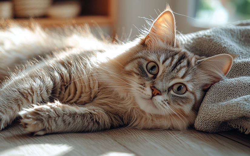 cat laying on the floor