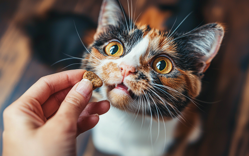 cat eating a treats