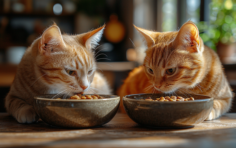 A cat eating delicous Hypoallergenic Cat food