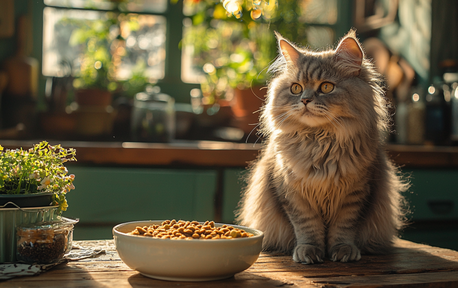 A cat eating delicious organic cat food