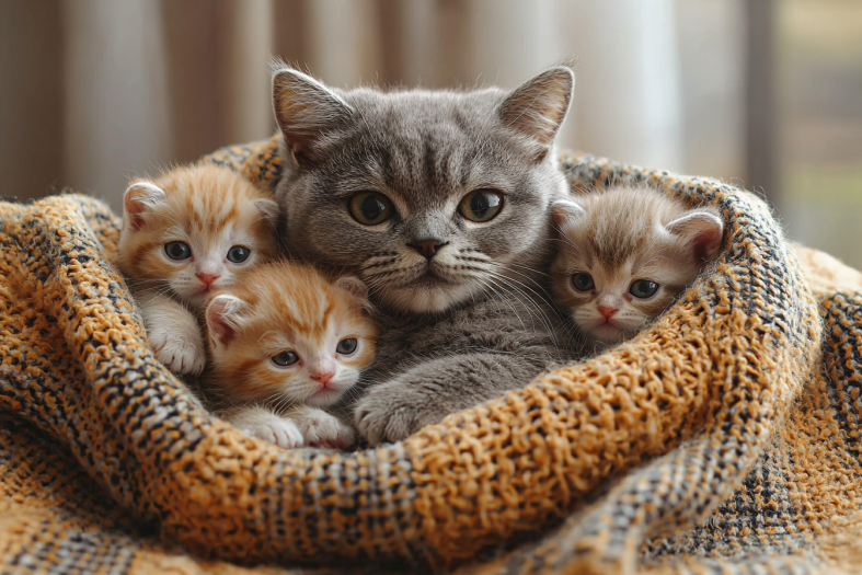 adorable Scottish Fold cats family